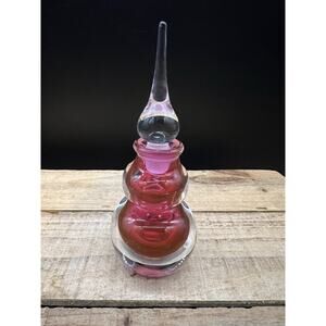 Signed Vandermark Cranberry Red Pink Glass Perfume Bottle Signed And Numbered